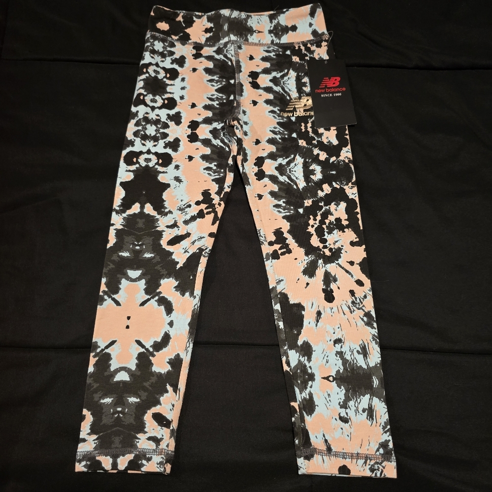 New Balance Girl's Tie-Dye Athletic Leggings Black Pink‎ Blue NWT Size 5/6